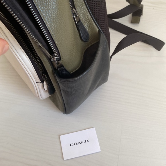 COACH Colorblock Olive Green, Black, Cream Backpack - Picture 9 of 10